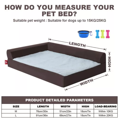Removable Soft Dog Bed L Shaped Orthopedic Soft Memory Foam Pet Beds Couch Cover - Picture 22 of 29