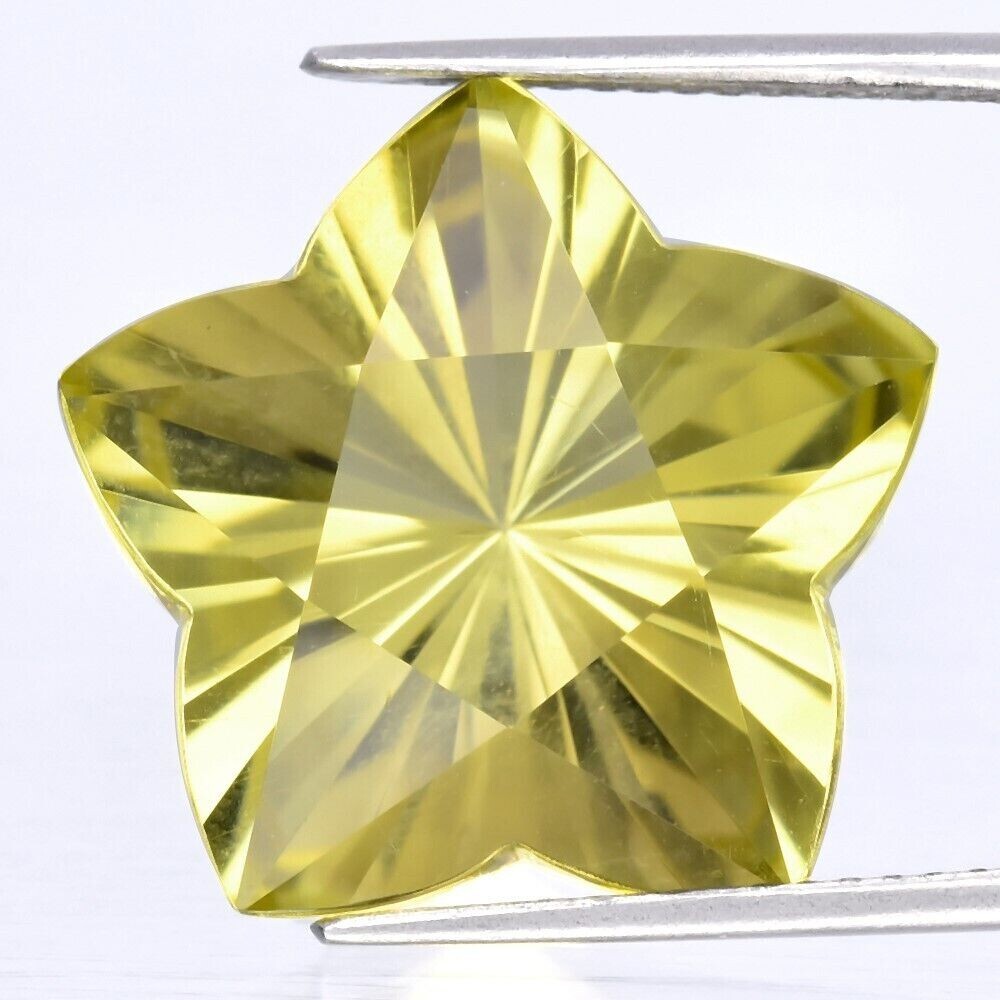 Quartz lemon du Brésil en étoile facetté 10 carats pour création de bijoux