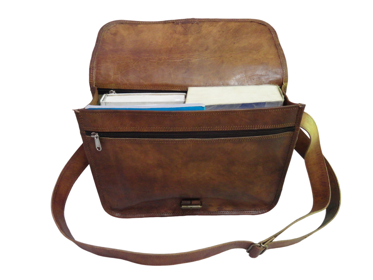 14 In Leather Messenger Bag Office Laptop Satchel School Crossbody Shoulder Bags
