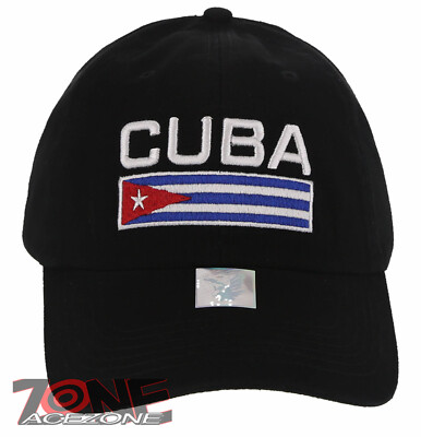 NEW! CUBA FLAG COTTON BASEBALL CAP HAT BLACK | eBay