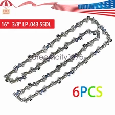 6 Pack for Stihl MS170 MS180 Replacement 16" Chainsaw Chain 3/8" LP .043 55DL