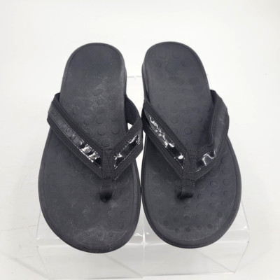 Orthaheel Tide II Women s 9 Patent Leather Flip Flops Black Arch Support