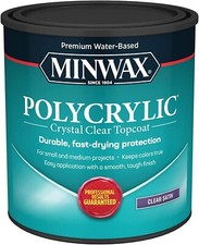 Minwax 63333 Quart Water Based Polycrylic Crystal Clear Satin Topcoat Finish