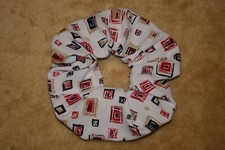 Scrunch-Ups HAIR SCRUNCHIES - Colored Squares On White Scrunchie