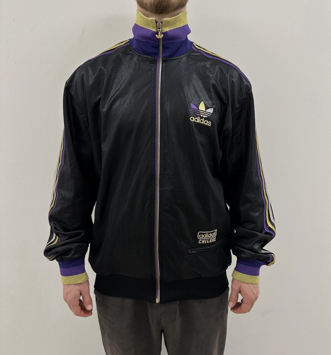 予約販売 62 Chile Adidas Track eBay | L size Mens Zip Logo Big Jacket アディダス