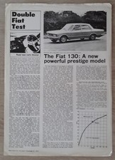 Fiat 130 Saloon Road Test Report Brochure Leaflet C.1972 Fiat 130 Saloon Road Test Report Brochure Leaflet C.1972