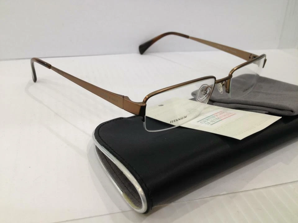 GIORGIO ARMANI GA802 NFU BROWN SEMI RIM METAL EYEGLASSES 53-18-140 NEW TITANIUM - Image 3 of 3