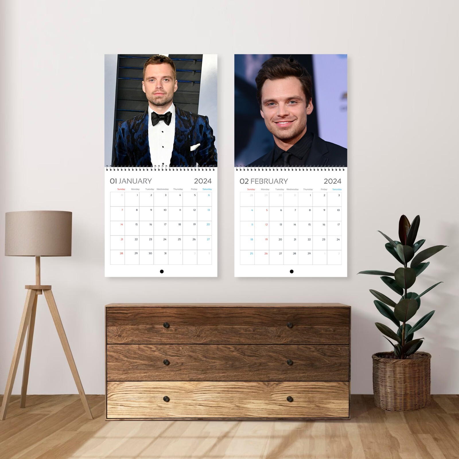 Sebastian Stan Calendar 2024, Sebastian Stan 2024 Celebrity Wall