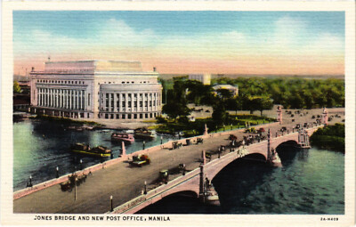 PC PHILIPPINES, MANILA, JONES BRIDGE, POST OFFICE, Vintage Postcard (b60217)