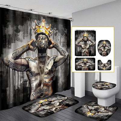 Black African King, Powerful Black Man Shower Curtain or Bathroom Sets