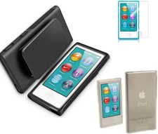 Apple iPod Nano 7 Case Soft TPU Gel Cover with Belt Clip Black 7th Gen