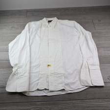Gitman Bros Mens White Pleated Bib Tuxedo Shirt French Cuff Made in USA 16.5 35