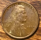 1934 Lincoln Wheat Cent Woody Wood Grain Improper Alloy Mix Error Unique Penny