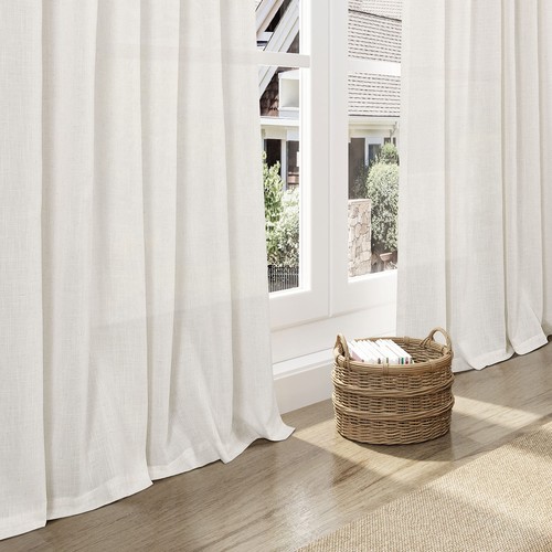 Cream Linen Back Tab Curtains 84 Inch Length for Living Room 2 Panel Set Neut... - Picture 6 of 7