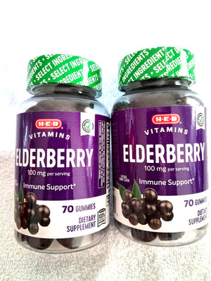 2ct.) HEB  Elderberry Gummies Immune Health 70 Gummies Each Bottle Exp 02/2027