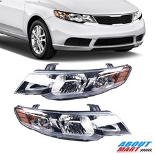 Pair Halogen Black Headlights Set For Kia Forte 2010 2011 2012 2013 Headlamp Lr