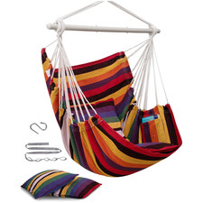 Hammock Chair 500 Lbs Hanging Swing Chair with 2 Cushions for Indoor Outdoor