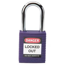 Brady 118951 Lockout Padlock, Keyed Alike, Nylon, Purple, 1 1/2 In Shackle