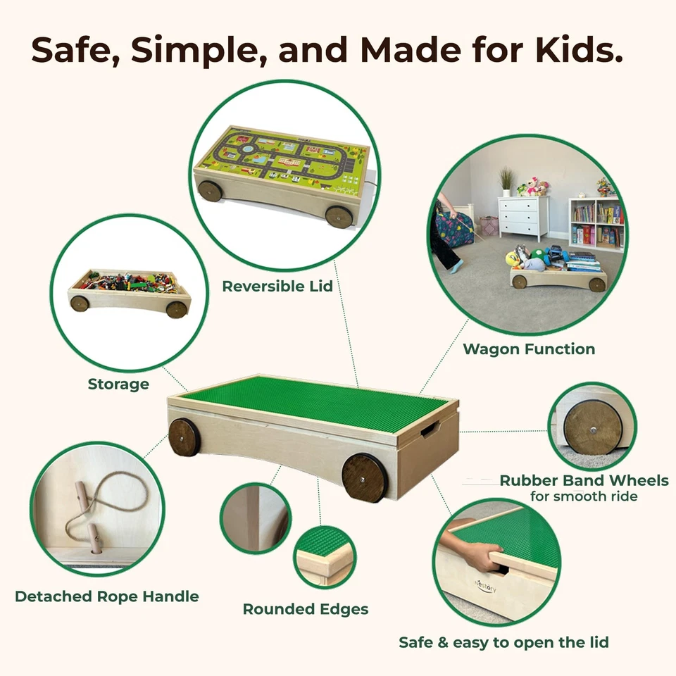 Mesa de actividades multifunción hecha a mano Montessori de madera de abedul para niños pequeños con tienda... Foto 4 de 4