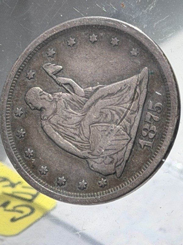 1875 S Twenty Cent Piece 20C Ungraded 90% Silver US Type Coin - VF ~ Nice Coin