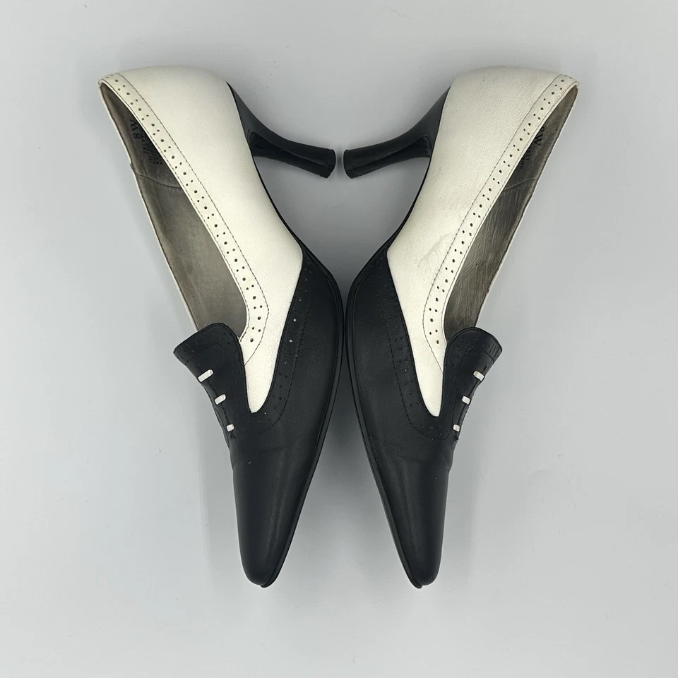 Beacon Reflections Vtg 90s Black/White Oxford Style Heels Women 8W - Image 4 of 4