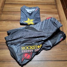2 Pc Rockstar Energy Drink Rider MSR Dirt Bike Padded Pants 32 and LS Top Lg