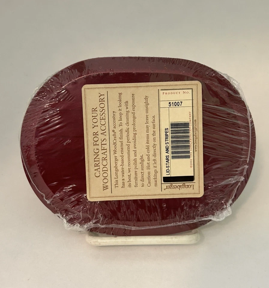 Longaberger WoodCrafts Lid 2002 American Celebration Stars & Stripes Red New - Image 2 of 4