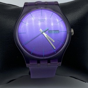 Swatch New Gent Purple Rebel Quartz Men's Watch 41mm Day Date SUOV702