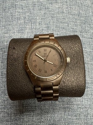 UWOOD Mens Wooden Watch Black Dial Natural Solid Wood Wristwatch New Battery