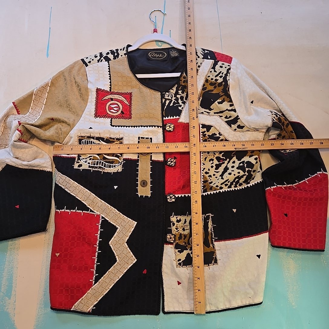 Alex Kim L Patchwork Abstract Jacket Button Up Bl… - image 3