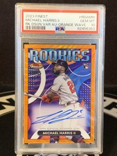 2023 Topps Finest Michael Harris II The Rookies Orange Wave Auto #05/25 PSA 10