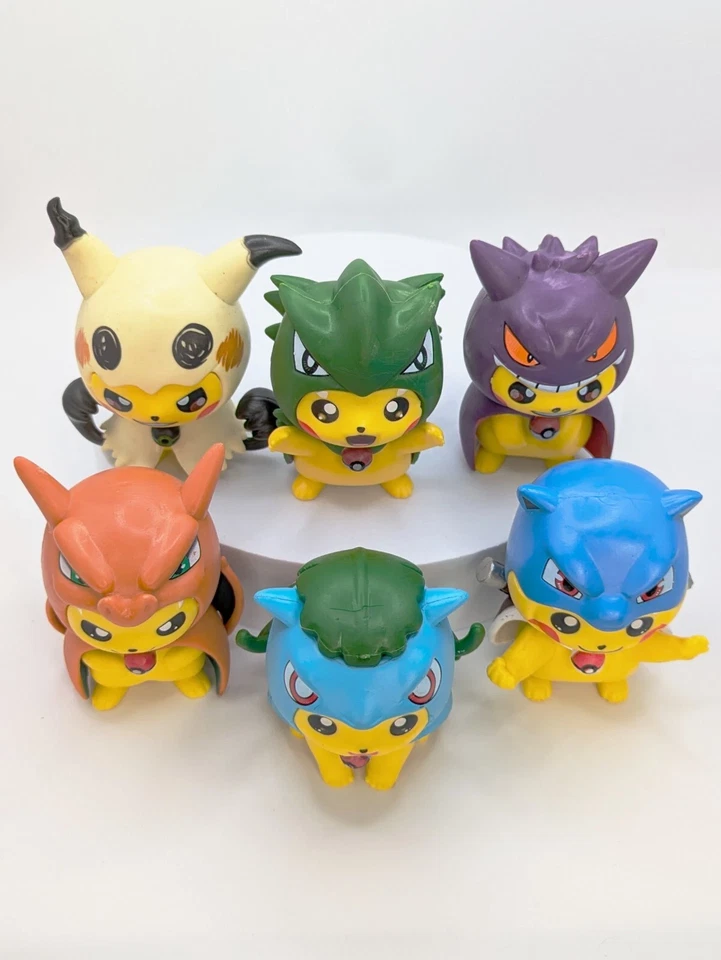 Pikachu Cosplay Figures - Set of 6 Pokemon Pikachu Cosplay Figurines - 3in NEW - Image 2 of 4