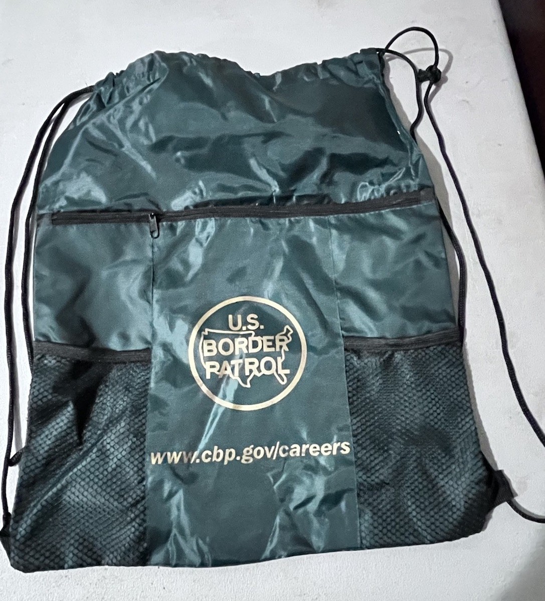 U.S. Border Patrol-New Drawstring Backpack Bag, Logo On Front 