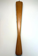 Vintage West Germany Made Wooden Shoe Horn Brush, Black White Bristles 16"