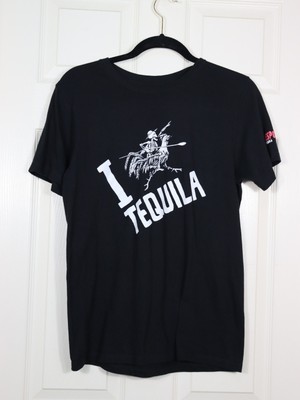 El Espolon Tequila Skeleton Rooster Black T-Shirt Size Medium