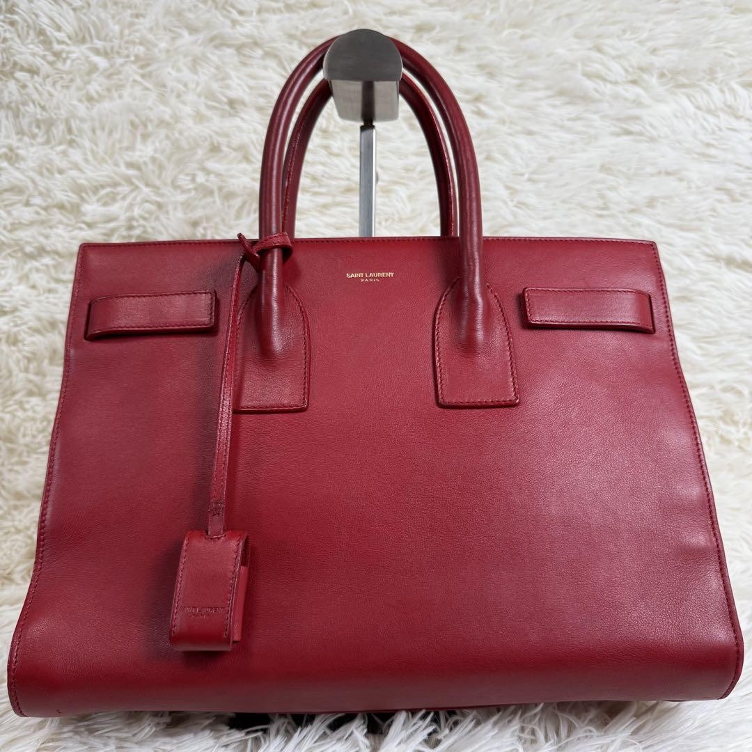 Borsa a tracolla Saint Laurent Sac De Jour in pelle rossa originale dal Giappone Ra