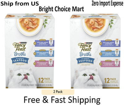 Purina Fancy Feast Broths Kitten Food, Wet Cat Food, Seafood Collection, 24 Pack