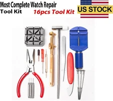 16pcs WATCH Repair Back Opener Kit Tools Band Pin Strap Link Remover Remover US