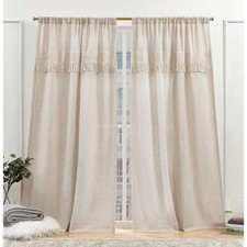 Dunbar Light Filtering Rod Pocket Curtain Panels, 50"x84", Natural, Set of 2