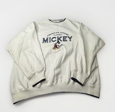 Vintage Women's White Mickey Mouse Crewneck Sz XL Vacation Loungewear FLAWED