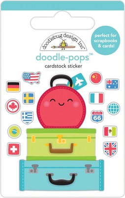 6er Pack Doodlebug Doodle-Pops 3D Aufkleber-Pack Your Bags, I Heart Travel DP6361