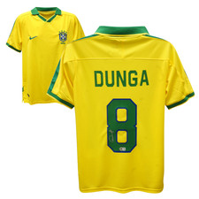 Dunga Signed Vintage Brazil FC Home Soccer Jersey #8 with Beckett COA