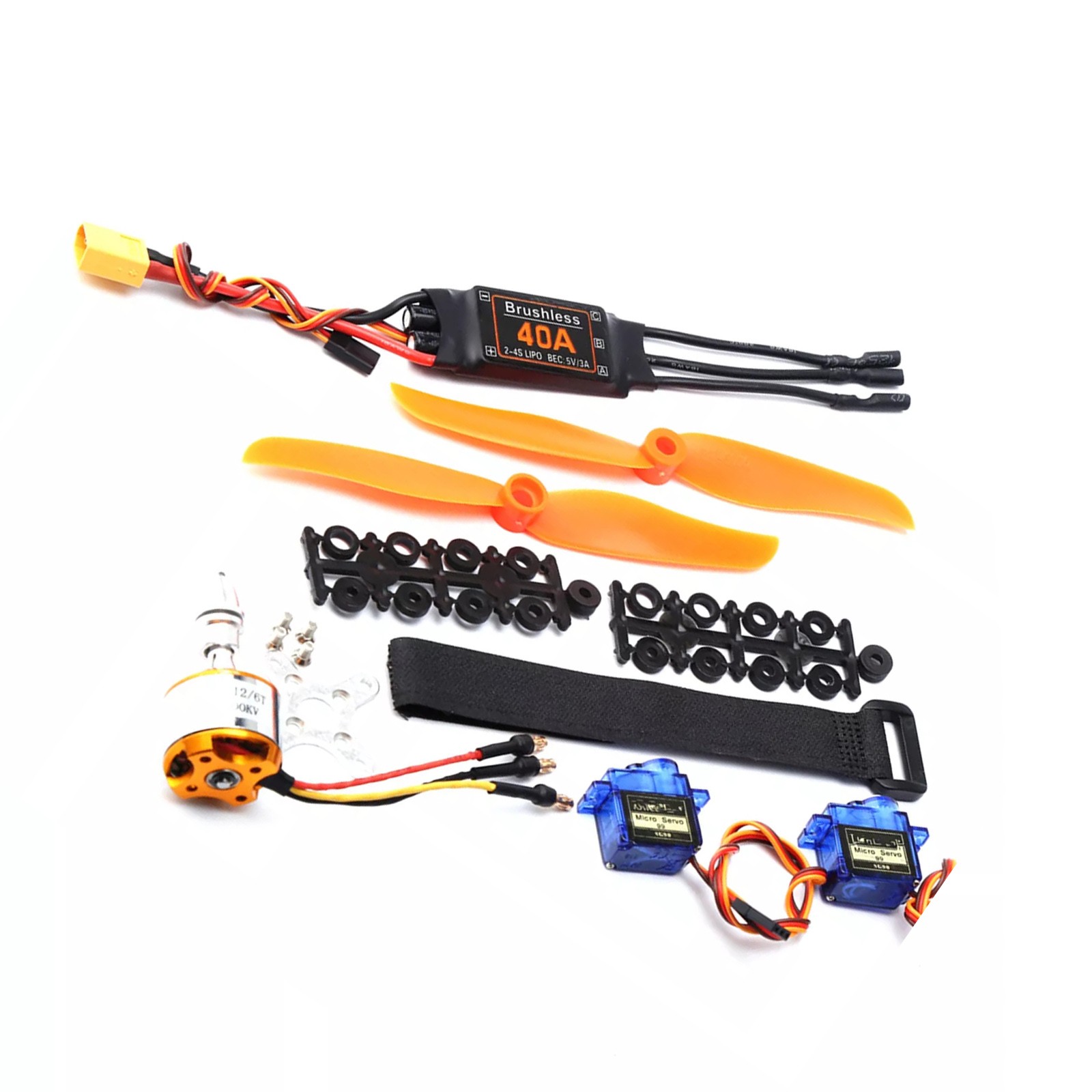 1set 2200KV Brushless Motor Kit W/Propeller&Micro Servo&ESC RC Plane Parts