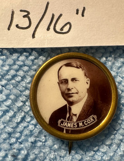 POLITICAL PINBACK BUTTON JAMES M. COX 1920 REAL PHOTO WITH BRASS RIM SCARCE!