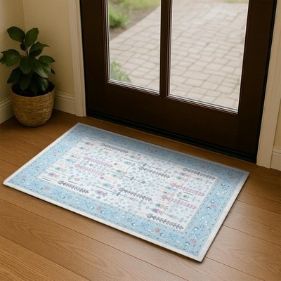 Fame Living Cream Blue Oushak Rug, 2' x 3' (Rectangular), 850crbl 