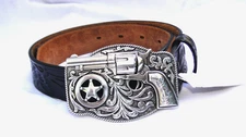 New Justin Little Trigger Brown Embossed Leather Boys Western Belt Size 22