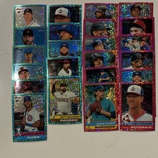 2025 Topps Heritage Blue & Pink Chrome Sparkle lot of 20 + no duplicates 