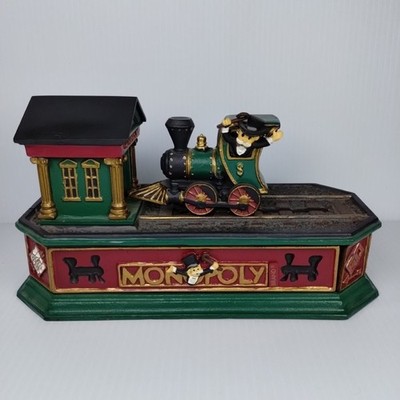 Hasbro Monopoly Game B&O Railroad Train Steam Engine Banker Cast Iron Coin Bank