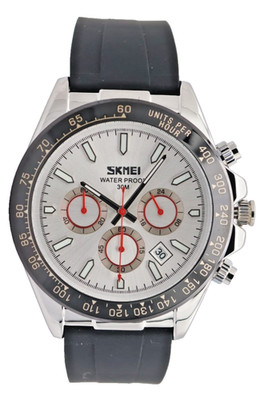 SKM - HERRENUHR - CHRONOGRAPH - SPORT DESIGN - DATUM - SILIKON - 48MM - NEU
