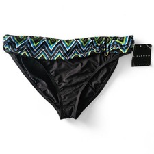 NWT LA BLANCA Chevron Banded Hipster Black Bikini Bottom  SZ 14